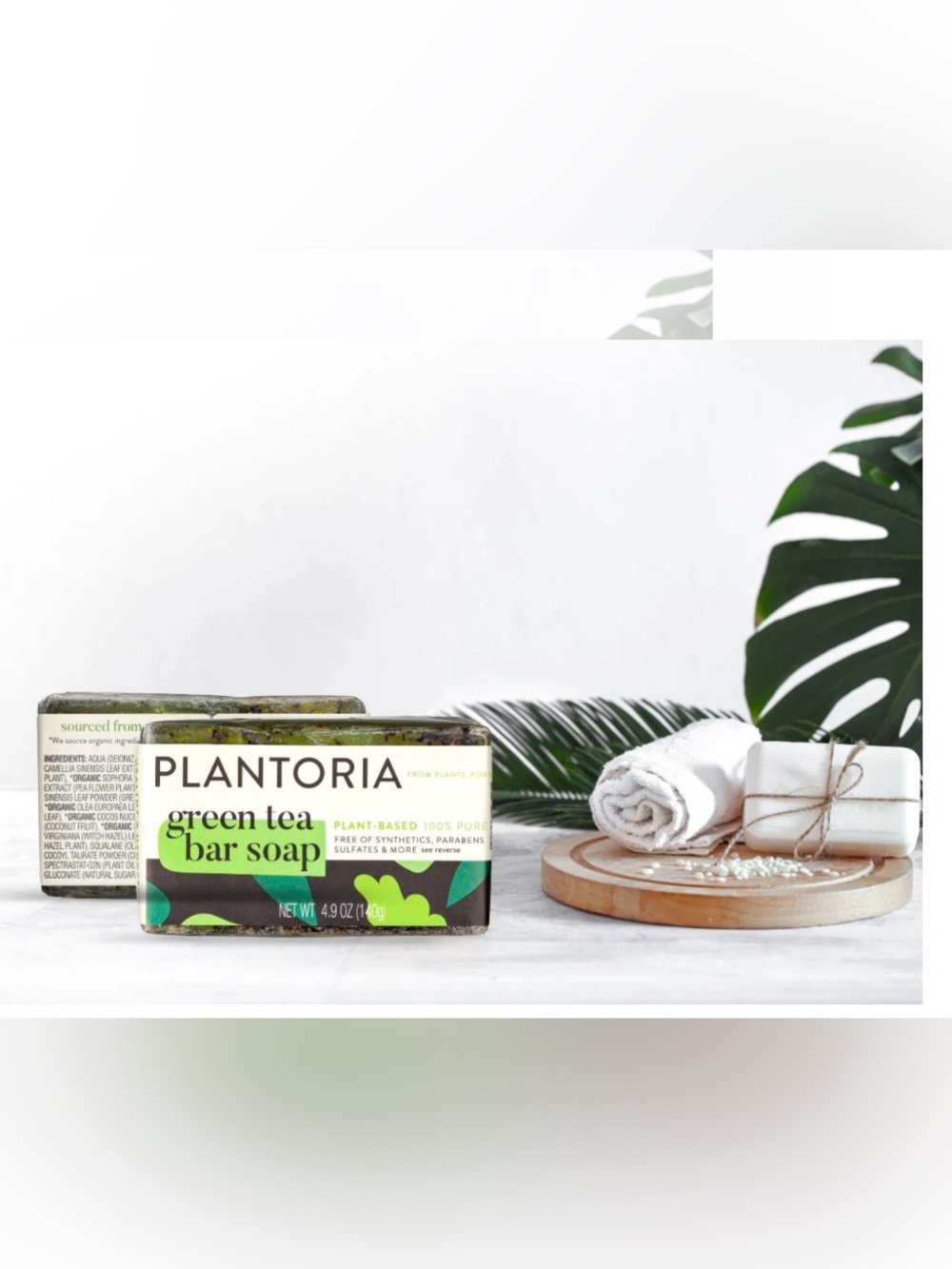 PLANTORIA GREEN TEA NATURAL SOAP BAR 100% PURE